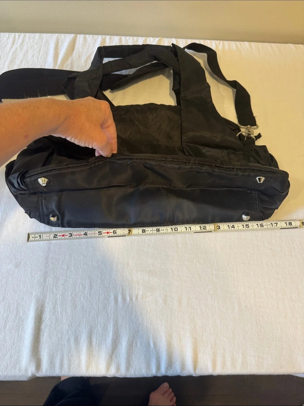 Black Nylon Tote Shoulder Bag Adjustable Crossbody Strap Utility Y2K